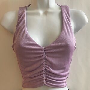 N By Naked Wardrobe Shirred Crop Top Lavender Size Small